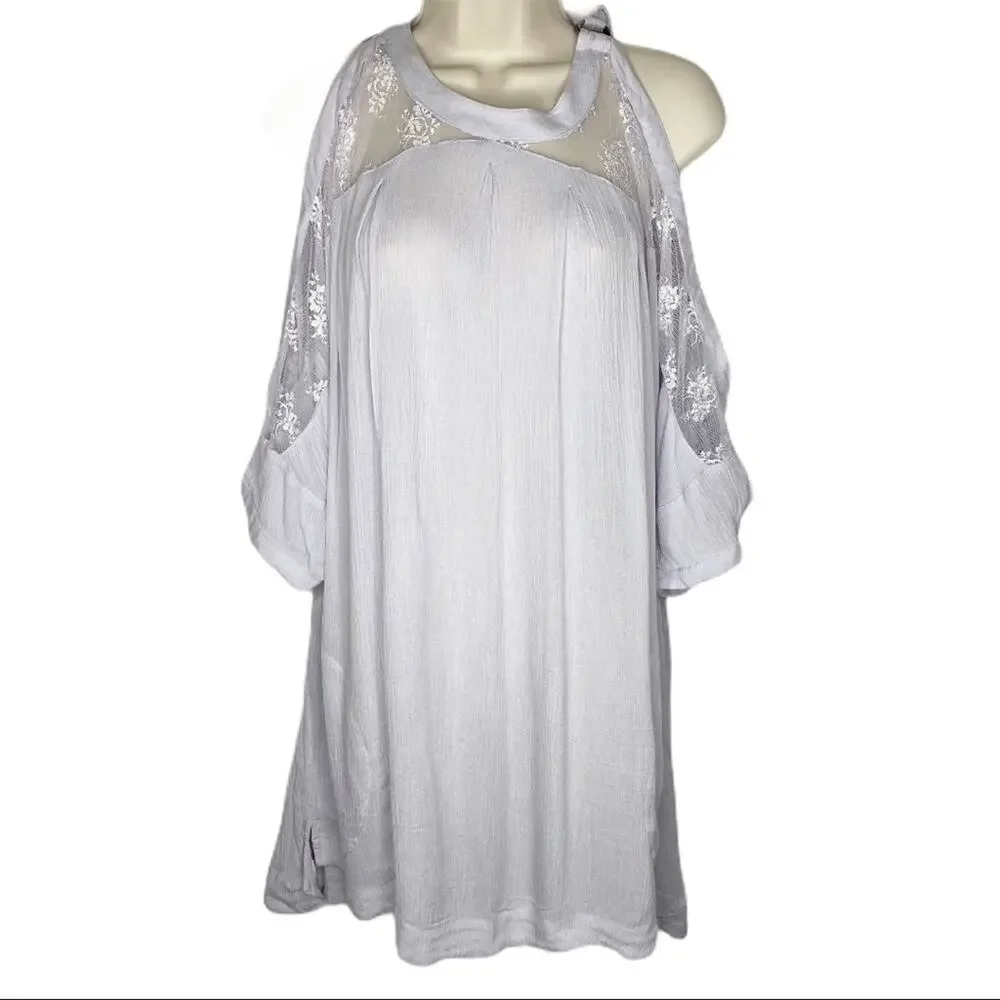 Free People Lilac Lace Tunic Top Size Medium